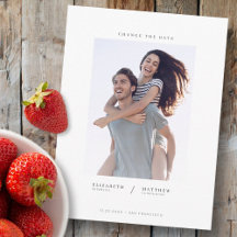 Change the Date Simple Chic Custom Photo Wedding