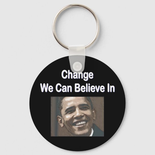 "Change we can Tro in" Black Keychain Nyckelring (Framsida)