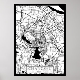 Changshu Kina Stadskarta Poster