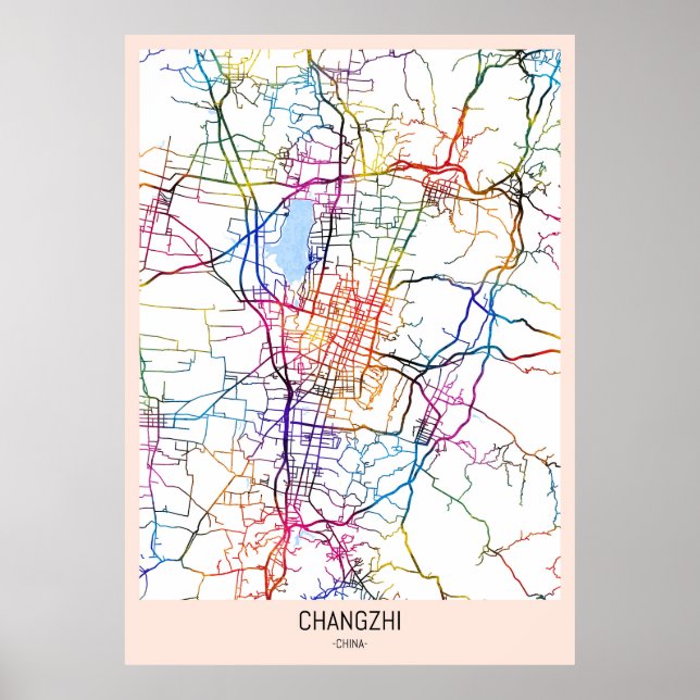 Changzhi Kina Stadskarta Poster (Framsidan)