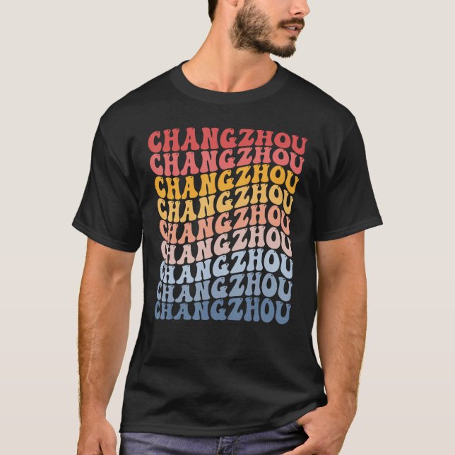 Changzhou City Groovy Retro T Shirt (Framsida)