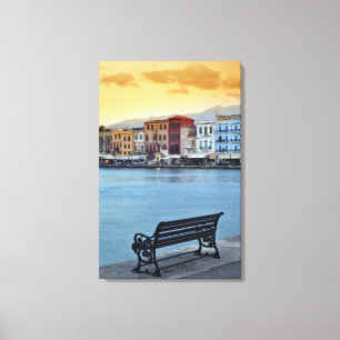 Chania i skymningen, Chania, Kreta, Grekland Canvastryck
