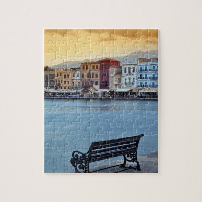Chania i skymningen, Chania, Kreta, Grekland Pussel (Vertikal)
