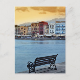 Chania i skymningen, Chania, Kreta, Grekland Vykort