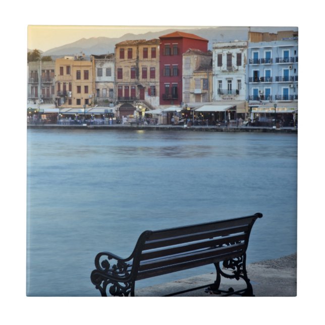 Chania in dusk, Chania, Kreta, Grekland Kakelplatta (Framsidan)