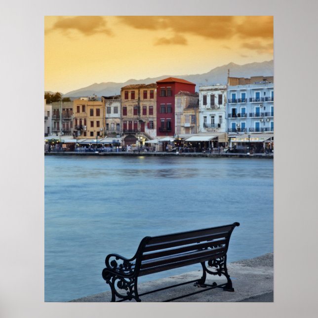 Chania vid dusk, Chania, Kreta, Grekland Poster (Framsidan)