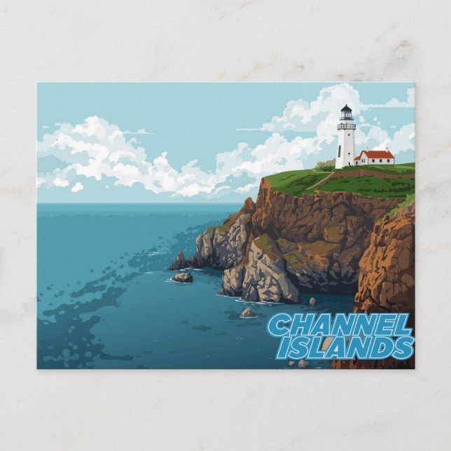 Channel Islands Lighthouse Coastal Art Vykort (Framsida)