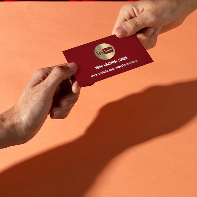 CHANNEL NAMN DU TUBER LOGOTYP QR CODE MAROON GULD VISITKORT (Skapare uppladdad)
