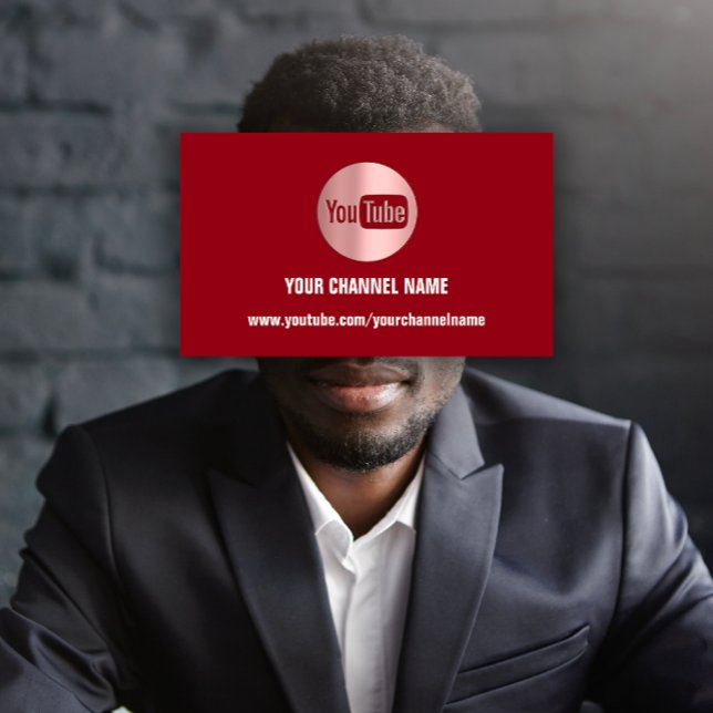 CHANNEL NAMN DU TUBER LOGOTYP QR CODE RO BURGUNDY VISITKORT (CHANNEL NAME YOU TUBER LOGO QR CODE ROSE BURGUNDY BUSINESS CARD )