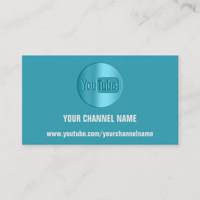 CHANNEL NAMN DU TUBER LOGOTYP QR CODE TEAL BLUE VISITKORT (Framsida)