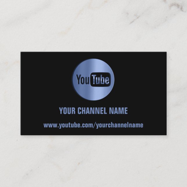 CHANNEL NAMN YOUTUBER LOGOTYP QR CODE BLUE BLACK VISITKORT (Framsida)