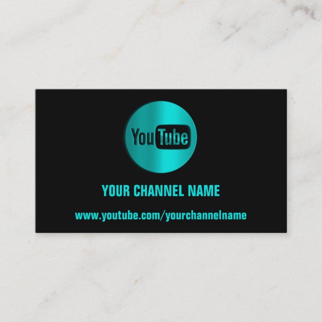 CHANNEL NAMN YOUTUBER LOGOTYP QR CODE BLUE MINT VISITKORT (Framsida)