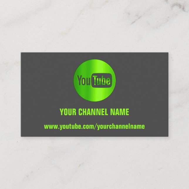 CHANNEL NAMN YOUTUBER LOGOTYP QR CODE GRÅTT GRÖNT VISITKORT (Framsida)