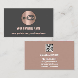 CHANNEL NAMN YOUTUBER LOGOTYP QR CODE GRÅTT VISITKORT
