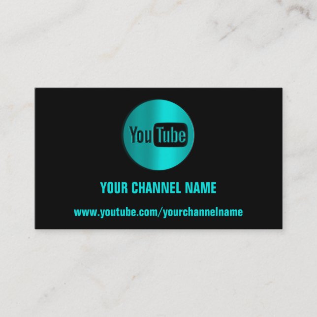 CHANNEL NAMN YOUTUBER LOGOTYP QR CODE MINT BLACK VISITKORT (Framsida)