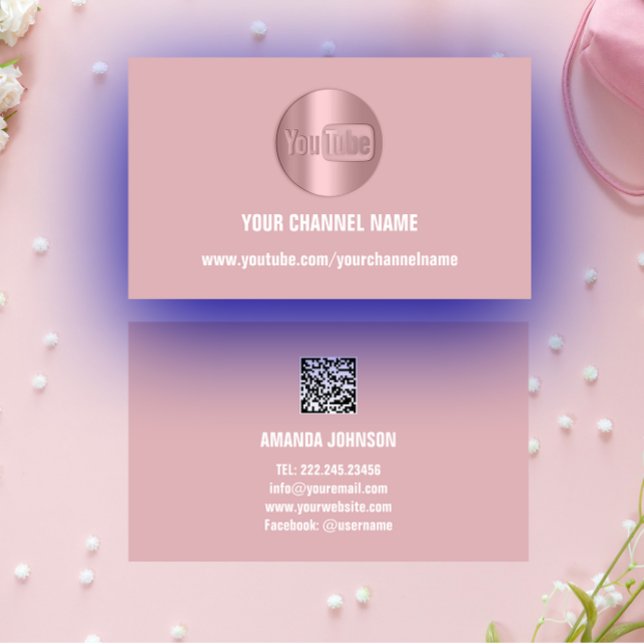 CHANNEL NAMN YOUTUBER LOGOTYP QR CODE ROSA VISITKORT (CHANNEL NAME YOUTUBER LOGO QR CODE PINK BUSINESS CARD)