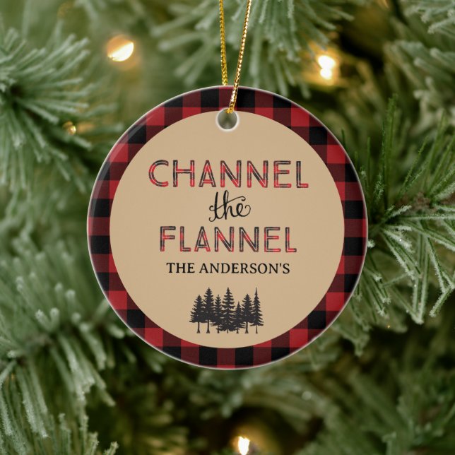 Channel The Flannel Christmas Ornament Photo (Träd)