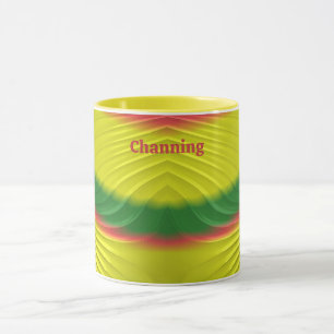 CHANNING ~ LJUSRÖD GRÖN GUL Fraktal ~ Mugg