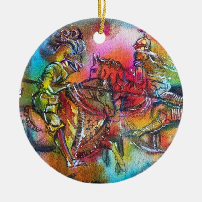 CHANSON DE ROLAND/ COMBAT OF KNIGHTS IN TOURNAMENT JULGRANSPRYDNAD KERAMIK (Framsidan)