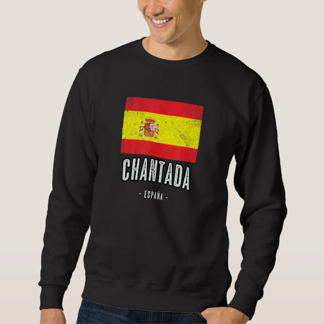 Chantada Spanien Es Flagga City Bandera Ropa Lång Ärmad Tröja (Framsida)