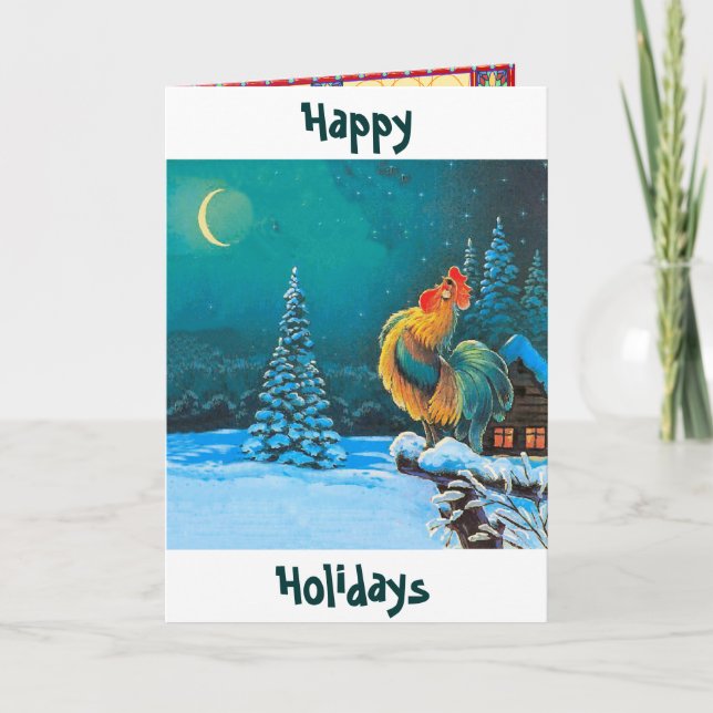 chanticleeren helgdagar är här igen helgkort (Framsida)