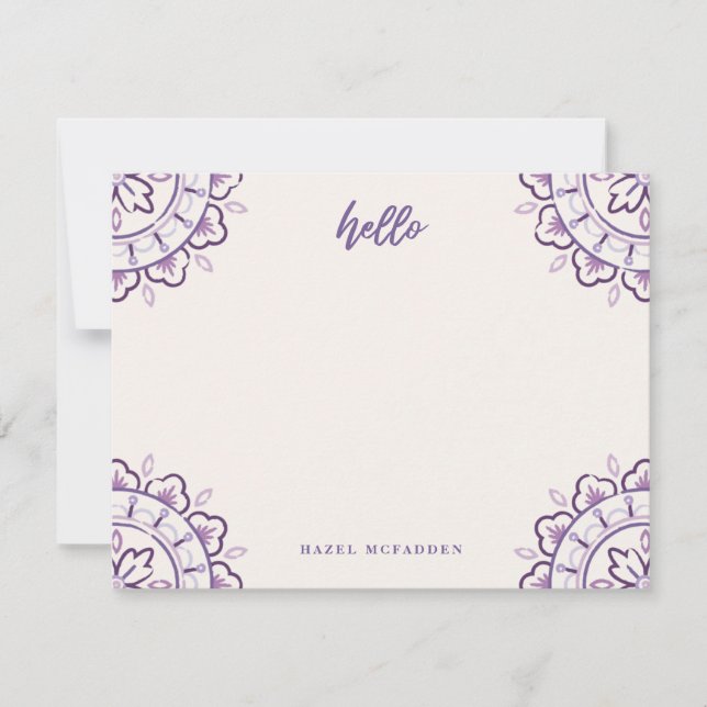 Chantilly Boho Mandala Stationery - Grape Anteckningskort (Framsida)