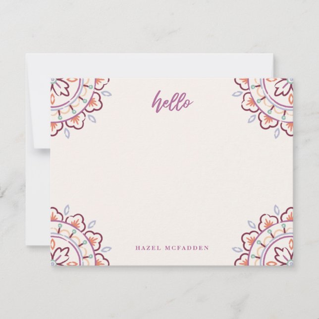 Chantilly Boho Mandala Stationery - Plum Anteckningskort (Framsida)