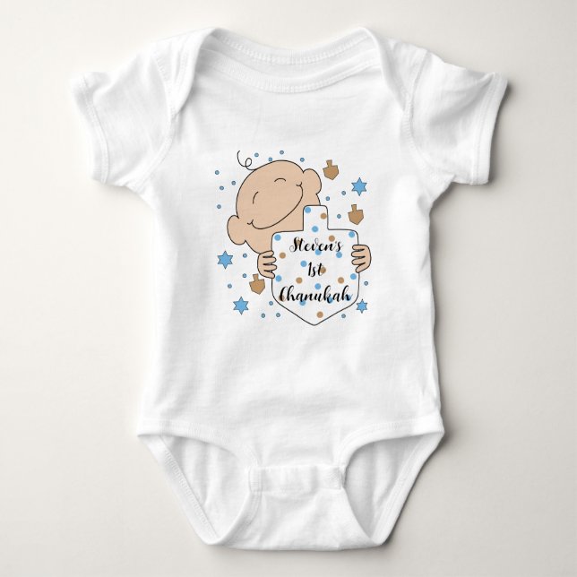 Chanukah Baby blue Baby Bodydräkt T Shirt (Framsida)