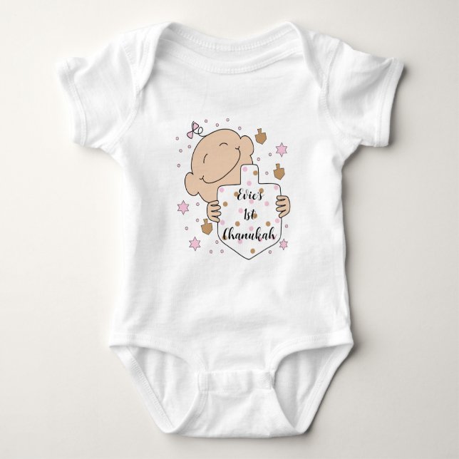 Chanukah Baby Rosa Baby Bodysuit T Shirt (Framsida)