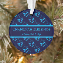CHANUKAH BLESSINGS Customized Dreidel Blue Cyan
