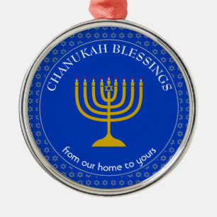 CHANUKAH BLESSINGS Menorah Hanukkah Julgransprydnad Metall