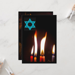 Chanukah Candle flames, David Bjuds stjärna Inbjudningar