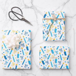 Chanukah Candles Burning White Blue Guld
