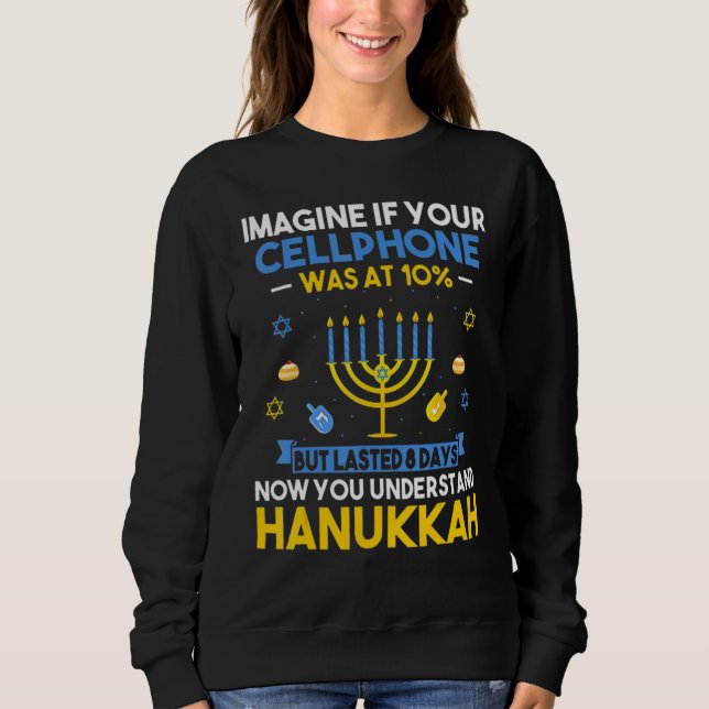 Chanukah Cellphone Menorah Hanukkah Ugly Hanukkah  T Shirt (Framsida)