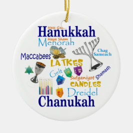 Chanukah Collage/Light Ljus Julgransprydnad Keramik