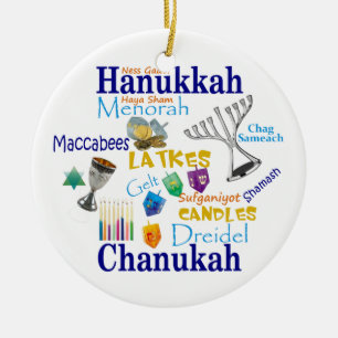 Chanukah Collage/Light Ljus Julgransprydnad Keramik