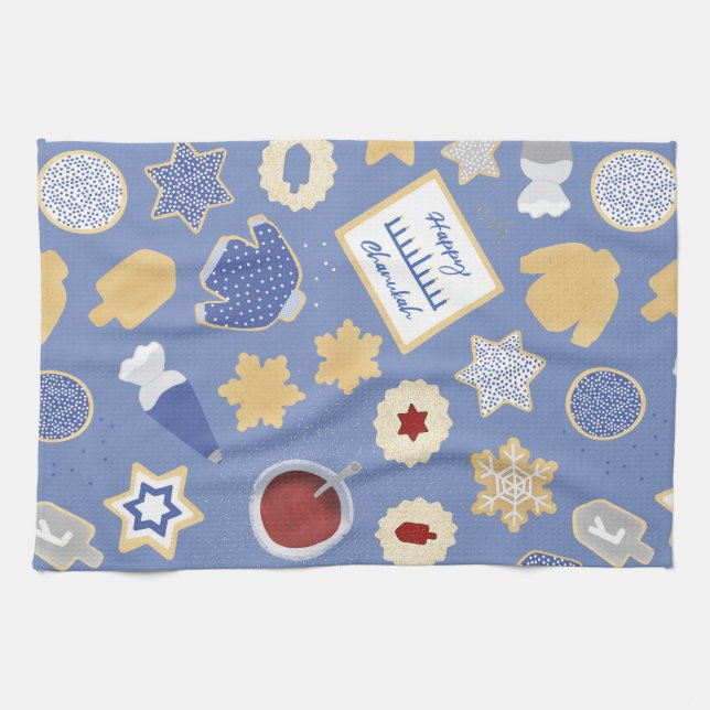 Chanukah cookie party kökshandduk (Horisontell)