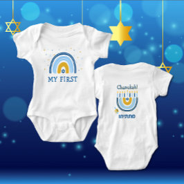 Chanukah Cute Personlig HEBREW Menorah Rainbow T Shirt