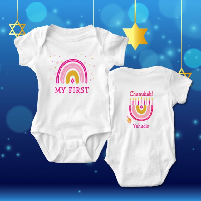 Chanukah Cute Personlig Menorah Rainbow T Shirt (Skapare uppladdad)