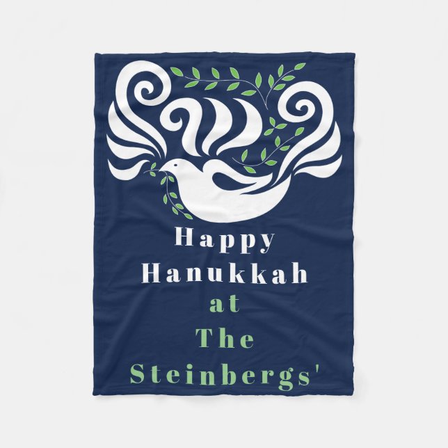 Chanukah Dove Stencil Fleece Blanket (Framsidan)