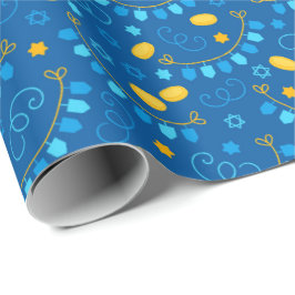 Chanukah Dreidel Banners Gelt Gifts Jewish Stars Presentpapper