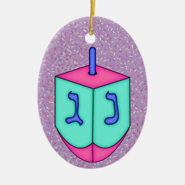 Chanukah Dreidel Julgransprydnad Keramik (Framsidan)