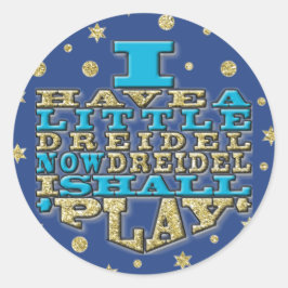 Chanukah "Dreidel Play/Guld,Blue" Stickers Round Runt Klistermärke