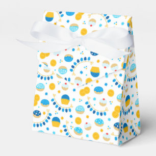 Chanukah Dreidels Doughnut Guld Blue White Presentaskar