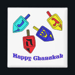 Chanukah Dreidels Magnet<br><div class="desc">En Lycklig Chanukah-gåva med fyra drömmar med Hebrew brev som representerar ett Underbart Miracle hände där!</div>
