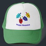 Chanukah Dreidels Truckerkeps<br><div class="desc">En lycklig Chanukah gåva som presenterar 4 dreidels med hebrébrev,  som föreställer ett underbart mirakel,  händde där!</div>