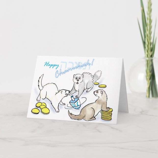 Chanukah dreidelvesslor helgkort (Framsida)