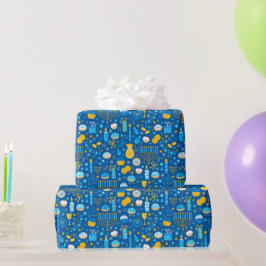 Chanukah Firar Gelt Jewish Stars Snöflingor Presentpapper