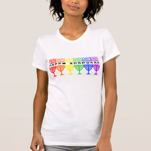 Chanukah för regnbåge lyckliga kvinna skjortor t shirt