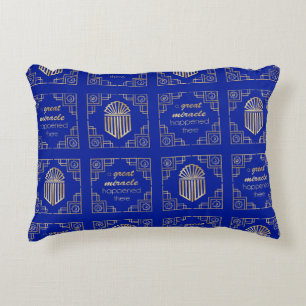 Chanukah/Hanukkah Art Deco Guld Dreidels Prydnadskudde